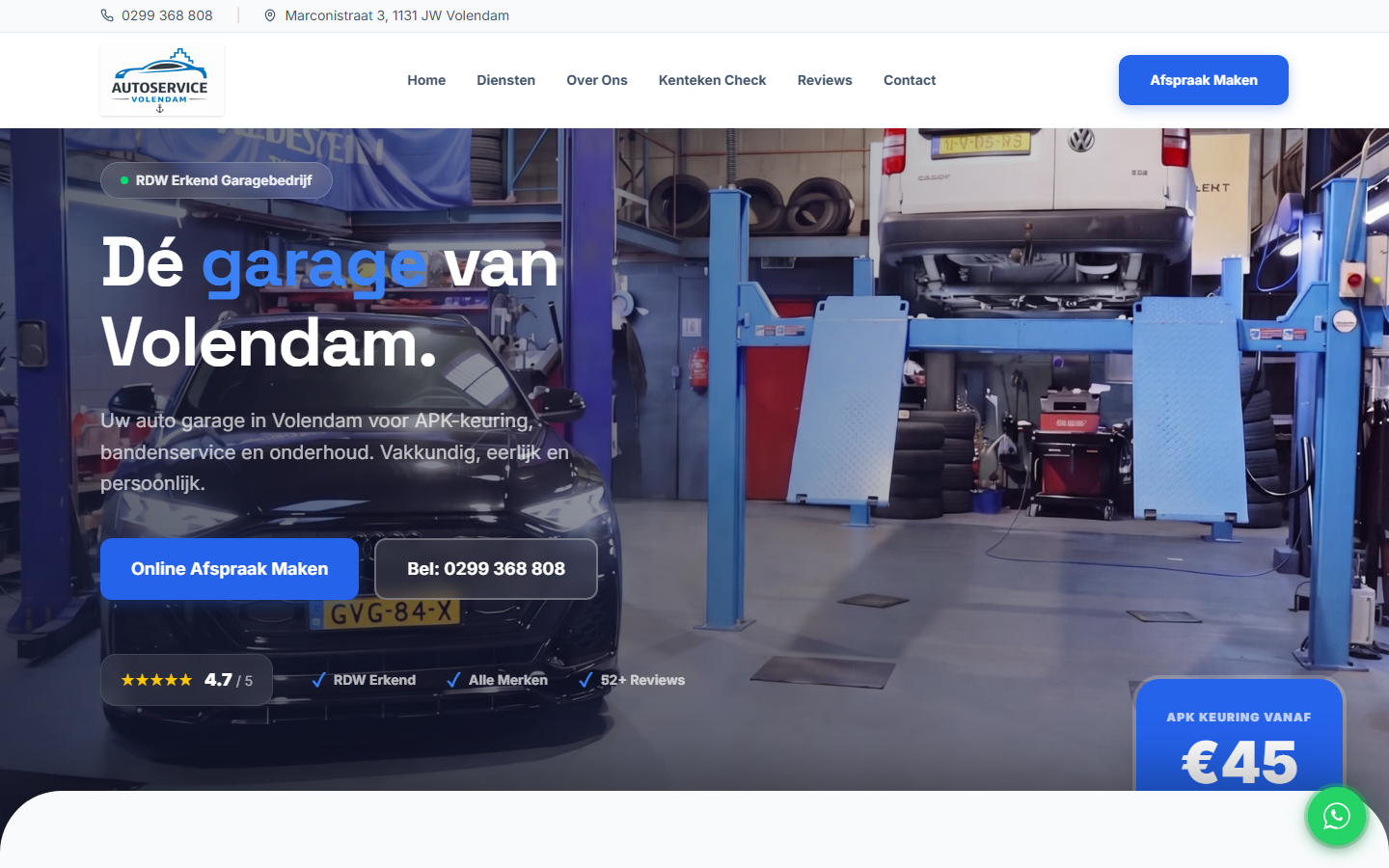Voorbeeld van Autoservice Volendam met toevoegingen